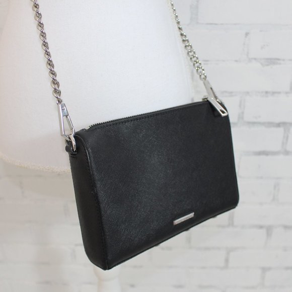 black and silver crossbody purse